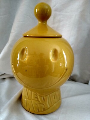 Vintage 1970's McCoy Pottery Have a Happy Day Yellow Smiley Face