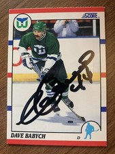 Dave Babych autographed Hartford Whalers Score hockey card