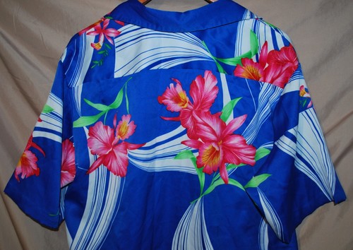 Vintage USA Hilo Hattie XL Hawaiian Shirt Blue with Orchid Best Looking on eBay - Picture 10 of 11