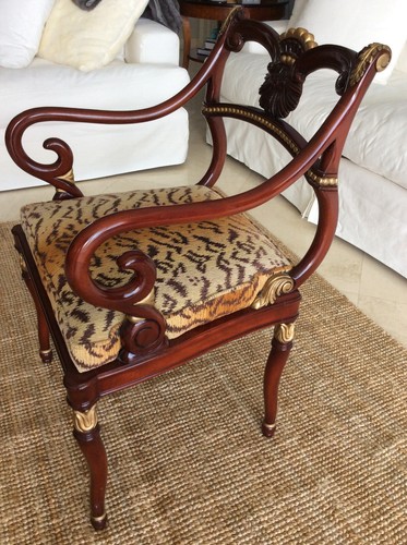 Baroque Style Mahogany and Gold Accent Chair - Picture 8 of 12