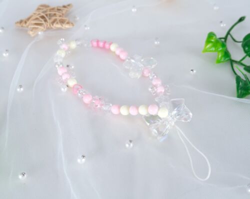 Butterfly Cell Phone Strap with Colorful Beads Pink Kawaii Beaded Phone Charm US - Afbeelding 1 van 9
