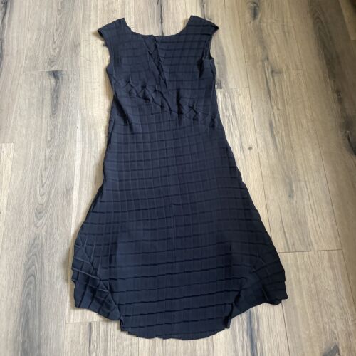 Babette Crinkle Dress Size XS Black Sleeveless Asymmetric A Line Lagenlook - Afbeelding 1 van 8