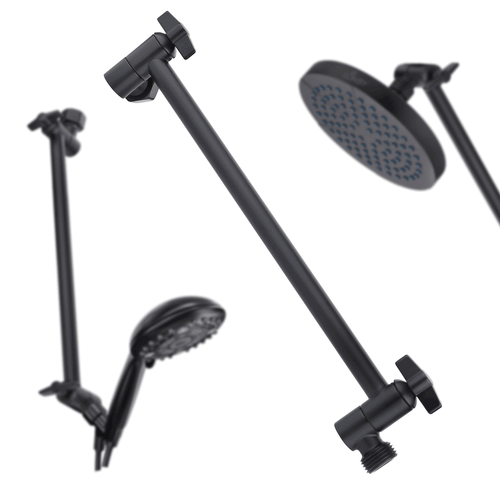 Black Shower Head Arm Extension with Universal Connection Fits Any