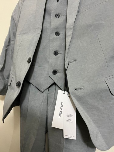 Calvin Klein Boys' 3-Piece Formal Suit Set Silver Metal NWT MSRP SIZE 8 Regular - Picture 6 of 8