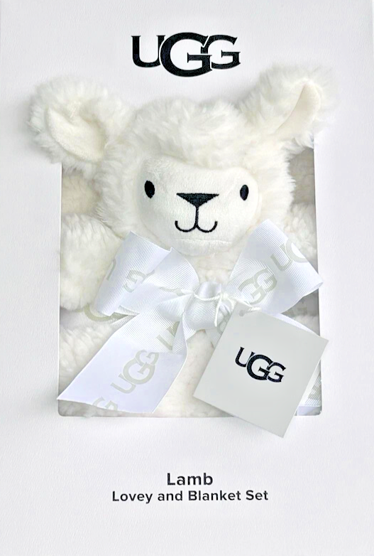 NIB UGG LAMB Lovey & Blanket Set in Gift Box OEKO-TEX® Retail