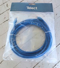 Lot of 5 Telect Cat6 Ethernet Patch Cable, Booted, Blue, 5ft, 15ft