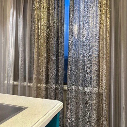 Modern Ombre Color Sheer Curtain with Sequins Shiny Voile Sheer Curtain 2 Panels - Bild 23 von 43
