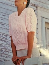 Knitting Pattern Dk Cotton Crepe Lady's Mid Sleeve Summer Top 30-44  (603)