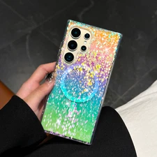 Mag safe Bling Glitter Iridescent Slim Case for Samsung S24 FE S25 Ultra S25 S24