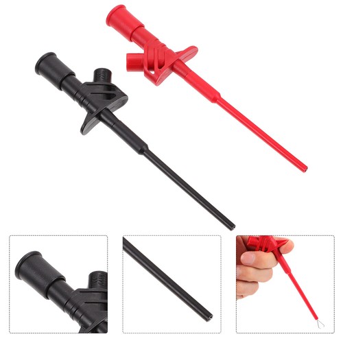 2 Pcs Insulated Probes Grabber Test Clip Hook Clips Multimeter Circuit Testers - Picture 3 of 12