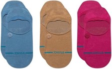 STANCE ICON 3-PACK NO SHOW SOCKS Womens Pink/Brown/Blue Small 5-7.5 A145A23ICO