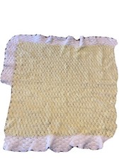 Handmade Crocheted Afghan Baby Blanket Yellow White