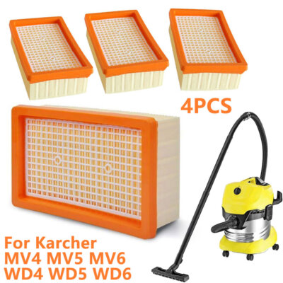 4er-Set Flachfaltenfilter Für Kärcher Staubsauger – Passt Auf WD4/WD5/WD6/MV4/MV5/MV6 Modelle