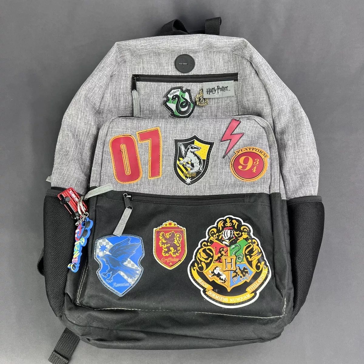 Harry Potter Backpack Hogwarts Patches School Large Black Gray 18