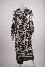 Zara Womans Midi Dress Size XS Black Off White Floral Printed 2497/102 NWT