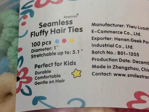 Kids Seamless Fluffy Hair Ties Girls Elastics 100 pieces Pastel - Picture 4 of 6