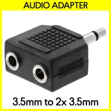 3.5mm Mono to 2x 3.5mm Stereo Splitter 1/8" Plug to Dual 1/8" Jack AUX Adapter