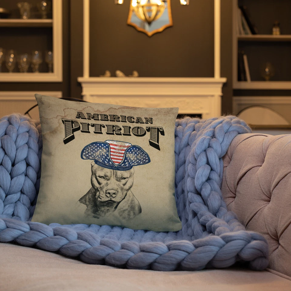 18" x 18" USA Flag Pillow Patriotic Pillow American Pit Bull Independence July 4 - Image 3 of 4