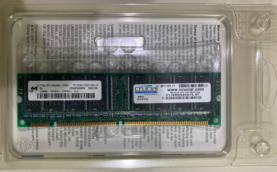 CRUCIAL 102336 128Mb 168 Pin DIMM 16x64 SDRAM PC133 - Image 2 of 4
