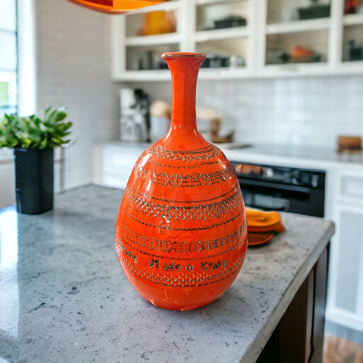 Mid Century Modern Large Orange Bitossi Style Ceramiche Tadinate