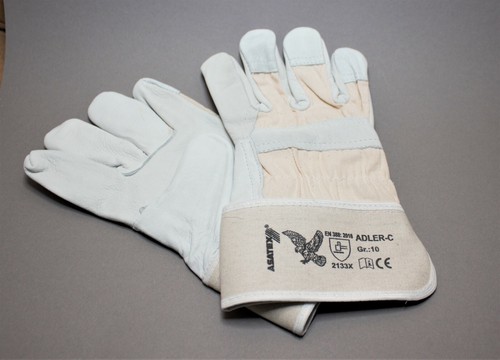 Gants De Travail En Cuir De Vachette - Taille 7 Blanc - Poignet élastique - Pour Montage, Mécanique, Conduite, Jardinage