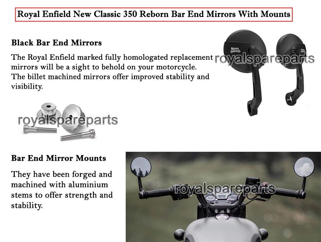 retroviseur bar end Halcyon rond pour Triumph e Royal Enfield