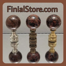 Mahogany Obsidian Gemstone 1"Ball Lamp Finial Nickel/Polished/Antique Brass Base