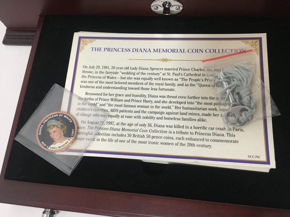 Princesa Diana Memorial 30 Monedas Colección PCS Juego de Caja de Exhibición con Tarjeta G3D Foto 3 de 4
