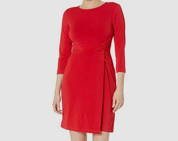 $150 Label by 5 Twelve Women's Red Jewel Neck Side Ruched Mini Dress Size  XL | eBay