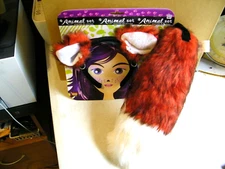 Red & White Fox Ears & Tail Animal Set With Black Headband Forum Novelties