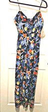 NWT $89 L Gypsies & Moondust 1 Pc Jumpsuit Romper Navy Floral Tropic Wide Leg