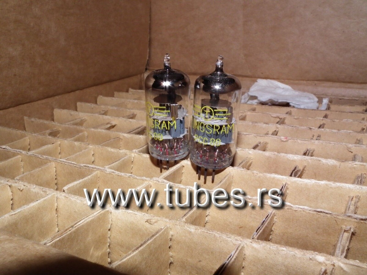 PCC88 7DJ8 Tungsram Hungary 1971 NOS Platinum Matched pair ECC88