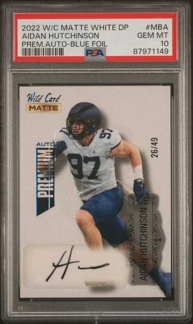 Aidan Hutchinson Wild Card Matte White Draft Pick Premium Autographs #MBA Blue Foil