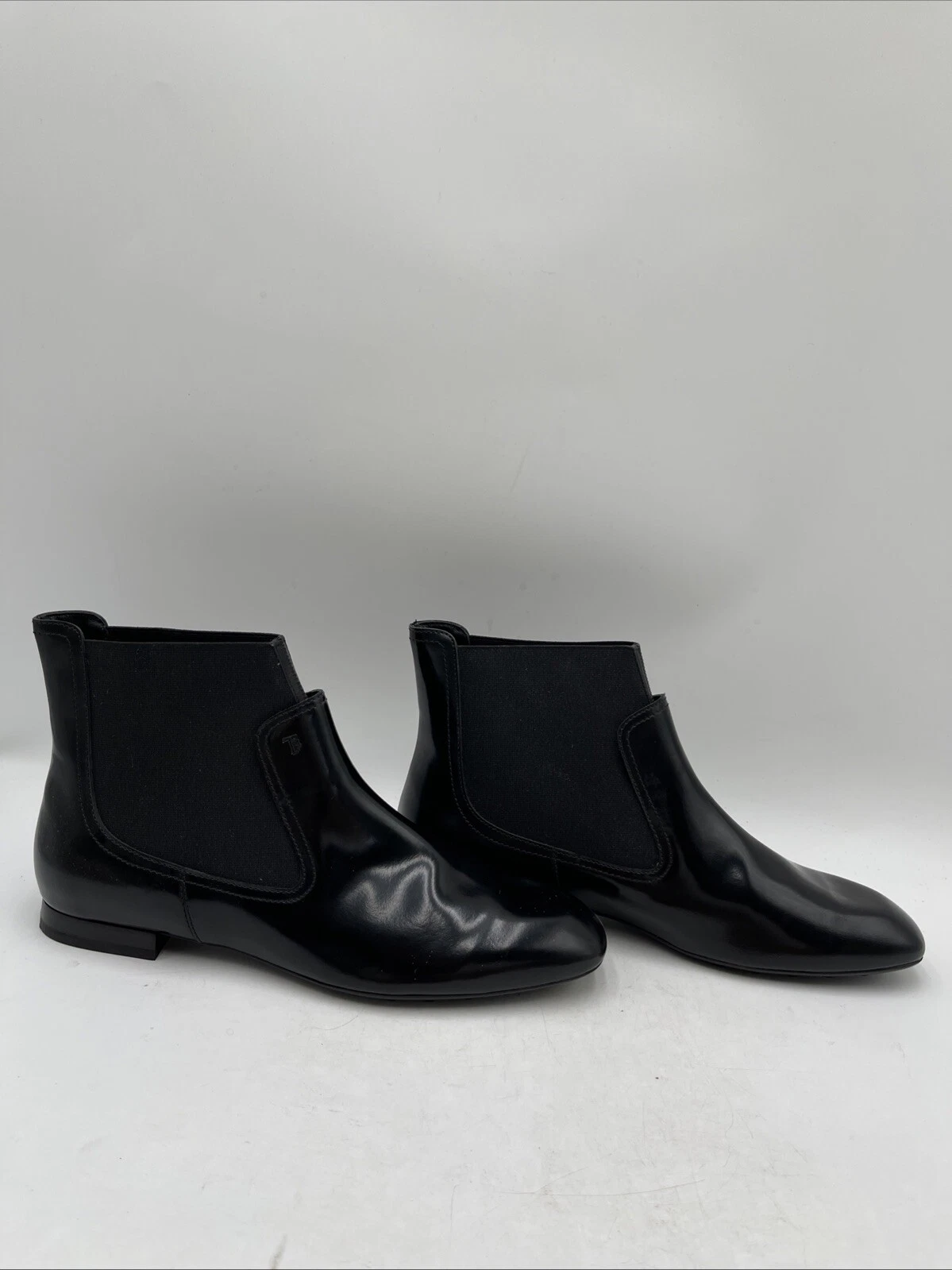 TOD’S Stivaletti donna neri in pelle punta tonda pull on taglia 40