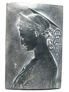 Vintage Renaissance era Plaster Plaque/ Recreation Female Profile / Black/Raised