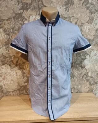Piazza Italia men's shirt   size S slim fit blue color