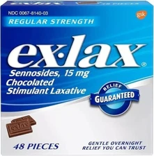 ex-lax Regular Strength Chocolated Stimulant Laxative 48 Pieces Fast Shipping