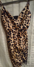B. Darlin Black Cheetah V-Neck Spaghetti Strap Party Dress Lace Accent Size 1/2