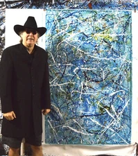 62”x40” Pollock/Richter style canvas painting Acrylic,Abstract, Modern,X Large