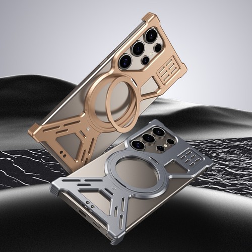 Magnetic Metal Frameless Bumper Stand Case For Samsung S25 S24 S23 S22 Ultra - 第 4/18 張圖片