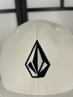 Volcom Hat Cap Fitted Adult Small Medium White Embroidered Cotton