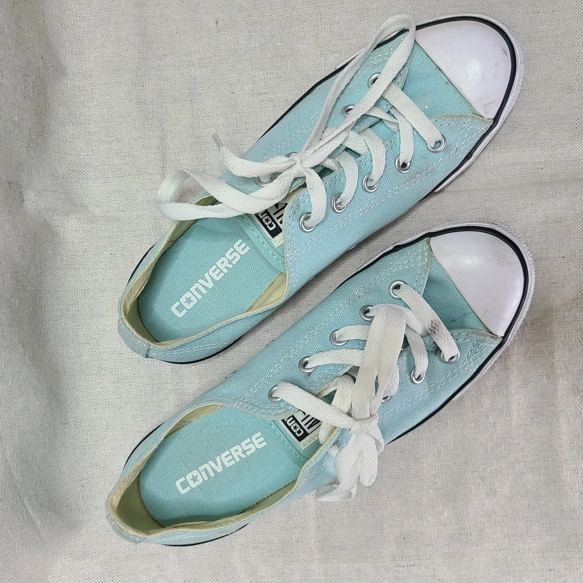 Converse All Star Chuck Taylor Women Size 7 TEAL LOW TOP Vintage Made Dec 2015