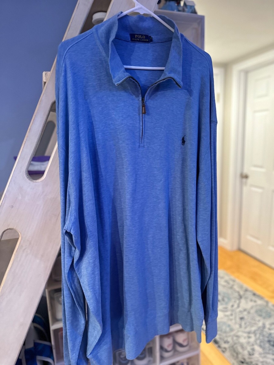 Polo Ralph Lauren Luxury Jersey Quarter Zip, French Blue, 2XLT Polo Ralph Lauren Luxury Jersey Quarter Zip, French Blue, 2XLT