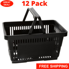 12 PACK Black Plastic Grocery Convenience Store Shopping Baskets Retail Tote