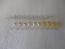 Spinner Bait Heads 1/8 oz. painted White And Eyed With Hooks 10 Pieces