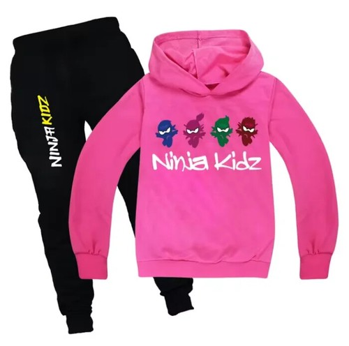 NINJA KIDZ Tracksuit Clothes Spring Autumn Kids Casual Thin Hooded T-Shirt+Pants - Picture 35 of 37