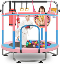 60" Toddler Trampoline for Kids, 5FT Adjustable Trampoline Indoor Outdoor with E