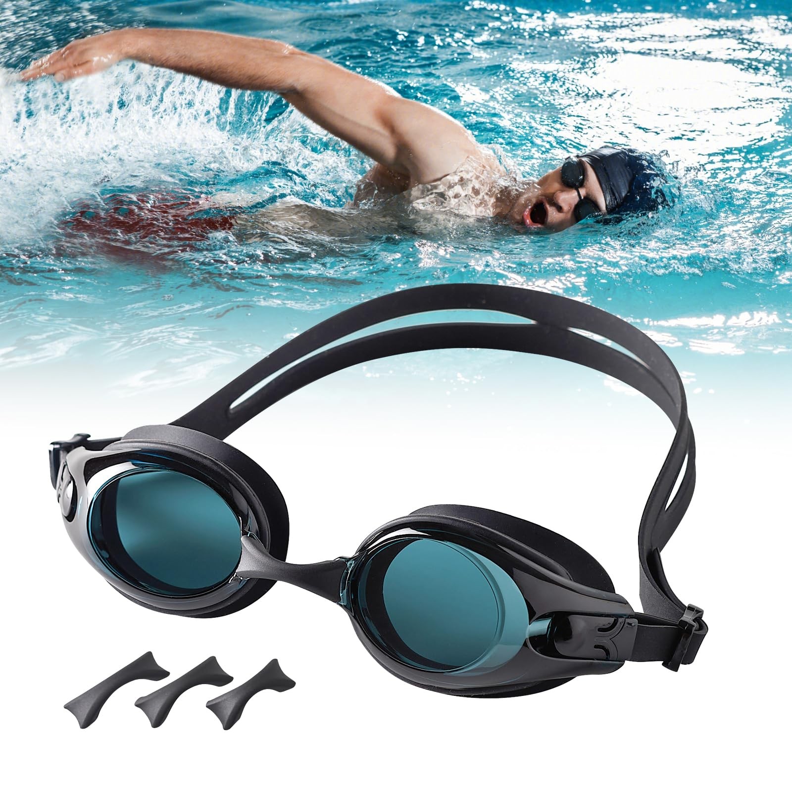 Lunettes de natation avec verres correcteurs anti-buée protection UV HD