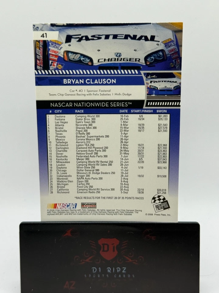 2009 Press Pass - Bryan Clauson #41 Red - Image 2 of 2