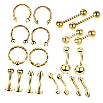 20 teiliges Piercing Schmuckset mit Nasenringen, Lippen  und Zungenpiercings